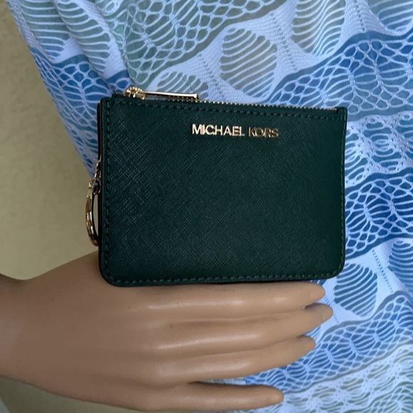 Michael Kors Jet Set Travel Small CoinPouch Wallet Racing Green - Picture 1 of 16